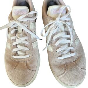 Adidas Women's Pink and White suede Sneakers size 8